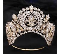 Rhinestone Crown Bridal Wedding Beauty Pageant Party Big Crowns Headpiece Accessories Gold White