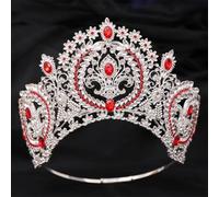 Rhinestone Crown Bridal Wedding Beauty Pageant Party Big Crowns Headpiece Accessories Silver Red
