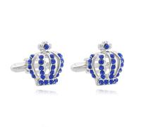 Rhinestone Crown Pair Cufflinks for Men Women Crystal 3D Tie Bar Clips Cuff Links Elegant Jewelry Gift Christmas Wedding Birthday Valentine Dress Accessories, 0.8 Inches X 0.6 Inches, Metal, no