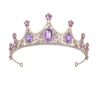 Rhinestone Crown Wedding Tiara for Women Purple Headpiece