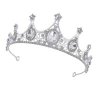 Rhinestone Crown Women Silver Zinc Alloy Headpiece for Wedding Birthday | Vintage Elegant Antique Style, Delicate Photo Prop, Acrylic Details, Wear Resistance, Headdress Decor