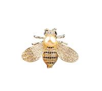 Rhinestone Crystal Bee Pin Brooch Statement Imitation Pearls Bee Brooch Shiny Rhinestone Beaded Insect Pin Jewelry Vintage Clothes Decoration, M, Metal, no gemstone
