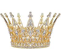 Rhinestone Crystal Crown, Bride Tiara Rhinestone Crown Hair Accessories, Rhinestone Round Alloy Crown, for Bride, Bridesmaid, Wife, Girlfriend, Friend ( Gold)Exquisite shape and clothing perfect match