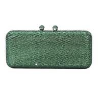 Rhinestone Crystal Diamonte Fashion Women Large rectangle Crystal Sparkly Glitter Clutch Bag Party Evening Cocktail Bridal Wedding Handbag designer Purse (Emerald Green)