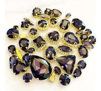 Rhinestone Crystal Glass Rhinestones 58Pcs Mix Shape Golden Bottom Sewing Accessories Use for Needlework DIY Clothing(Deep Purple)