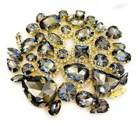 Rhinestone Crystal Glass Rhinestones 58Pcs Mix Shape Golden Bottom Sewing Accessories Use for Needlework DIY Clothing(Gray9 Color)