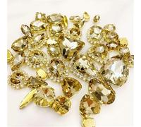 Rhinestone Crystal Glass Rhinestones 58Pcs Mix Shape Golden Bottom Sewing Accessories Use for Needlework DIY Clothing(Light Coffee)
