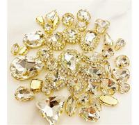 Rhinestone Crystal Glass Rhinestones 58Pcs Mix Shape Golden Bottom Sewing Accessories Use for Needlework DIY Clothing(Wit)