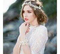 Rhinestone Crystal Headband Wedding Bridal Pearl Headband Pearl Hairband Handmade Bridal Headdress (FD422 1pcs (1pack))