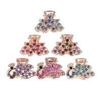 Rhinestone Crystal Heart Bow Jaw Hair Claws 6pcs Alloy Clips