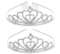Rhinestone Crystal Tiara Crown, 2Pack Wedding Bridal Prom Birthday Pegeant Prinecess Tiara Headband