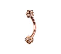Rhinestone Curved Barbell Eyebrow Rings, Eyebrow Stud Nose Ring Piercing Ring for Women Earrings Rhinestone Piercing Jewelry(rose gold)