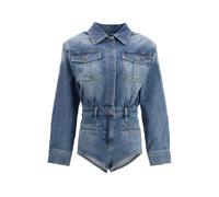 Rhinestone Denim Playsuit - female - Self Portrait - Playsuits - Blue - XS - Jumpsuits & Playsuits XS
