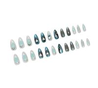 Rhinestone Design Almond Christmas Fake Claws Press on Nails for Commuter Party and Holiday Travel Social Events