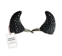 Rhinestone Devil Horns Hair Clips, Sparkly Bull Horn Hair Barrettes (Black,A)