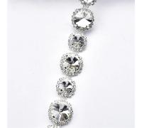 Rhinestone Diamond Satin Ribbons Crystal Roll, Silver Plated Diamond Rhinestone Sewing Ribbon Trim Applique 50-100cm Multiple Styles(Style 1,100cm)