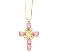 Rhinestone Divine Cross Necklace for Religious Enthusiasts, My Zhu, No Gemstone
