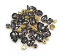 Rhinestone DIY Handmade Bulk 50Pcs/Bag Mix Shape Crystal Stones Setting Glass Rhinestone Sew On Bags/Shoes/Clothes(Grijs)