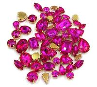 Rhinestone DIY Handmade Bulk 50Pcs/Bag Mix Shape Crystal Stones Setting Glass Rhinestone Sew On Bags/Shoes/Clothes(Rose)