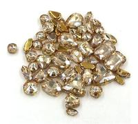 Rhinestone DIY Handmade Bulk 50Pcs/Bag Mix Shape Crystal Stones Setting Glass Rhinestone Sew On Bags/Shoes/Clothes(Light Coffee)