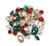 Rhinestone DIY Handmade Bulk 50Pcs/Bag Mix Shape Crystal Stones Setting Glass Rhinestone Sew On Bags/Shoes/Clothes(Christmas)