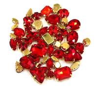 Rhinestone DIY Handmade Bulk 50Pcs/Bag Mix Shape Crystal Stones Setting Glass Rhinestone Sew On Bags/Shoes/Clothes(Red)