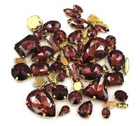 Rhinestone DIY Handmade Bulk 50Pcs/Bag Mix Shape Crystal Stones Setting Glass Rhinestone Sew On Bags/Shoes/Clothes(Wine Red)