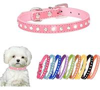 Rhinestone Dog Collar,Cute Sparkling Fun Soft Leather Cat Collars Crystal Diamond XXS XS Small Medium Puppy Kitty,Black XXS