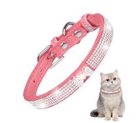 Rhinestone Dog Collar - Microfiber, Breathable Adjustable Girl Cat Neckwear, Shiny Glitter Puppy Jewelry, Sturdy Attachment | Elegant Birthday Party Accessory for Small Female Pets Pink