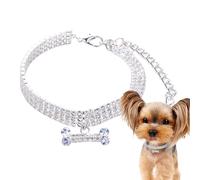 Rhinestone Dog Collar - Sparkling Bone Charm Necklace, Three-Row Gemstone Band, Luxury Fashion Piece, Party Wear For Chihuahua Pomeranian Cat Photography Prop