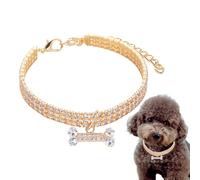 Rhinestone Dog Collar, Three Rows Necklace, Adjustable Pet Jewelry, Sparkling Bone Pendant Accessory, Luxury Wedding Party Collar, Shiny Pet Fashion | for Puppies Dogs Cats Special Events Photos