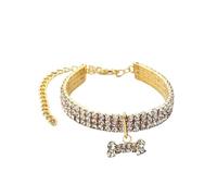Rhinestone Dog Collar With Adjustable Metal Chain - Crystal For Chihuahua And Small Breeds(Gold,M-25CM)