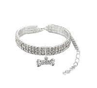 Rhinestone Dog Collar With Adjustable Metal Chain - Crystal For Chihuahua And Small Breeds(White,S-20CM)