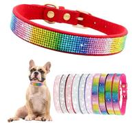Rhinestone Dog Collars For Small Dogs Girls Female Cute Crystal Diamond Bling Puppy Collar For Small Puppies Sparkling Glitter Cat Collars For Kitten XXS XS Small Medium Breed Pets, Colorful Red S