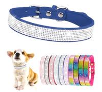 Rhinestone Dog Collars For Small Dogs Girls Female Cute Crystal Diamond Bling Puppy Collar For Small Puppies Sparkling Glitter Cat Collars For Kitten XXS XS Small Medium Breed Pets, Dark Blue S