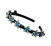 Rhinestone Double Bangs Hairpin Cute Hairstyle Double Layer Twist Braid Headband with Clip Sweet Braided Hair Hoops Rhinestone Headband Elastic Bangs Hairstyle Hairpin