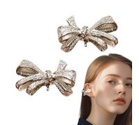 Rhinestone Ear Clip Headphones - Bow Design Open Ear Ornament, Stylish Audio Accent | Glittering Jewel Inspired Headset Charm Lightweight Fashion Enhancement Secure Fastening Structure Eye Catching De