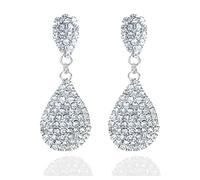 Rhinestone Earrings for Women, Kucheed Sparkly Bridal Bridesmaids Crystal Dangle Drop Earrings, Silver Teardrop Diamond Chandelier Earrings, Fashion Wedding Prom Party Earrings Jewelry