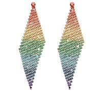 Rhinestone Earrings for Women Statement Rainbow Rhinestone Fringe Earrings Boho Chandelier Drop Dangle Earrings Pride Bride Wedding Jewelry Gift, Metal, No Gemstone