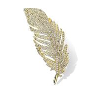 Rhinestone Feather Brooch Pin for Women Sparkly Crystal Leaf Lapel Pins Vintage Angel Wings Corsage Suit Jacket Brooch Pin Jewelry Birthday Gifts, L, Metal, rhinestone crystal cubic zirconia