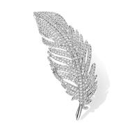 Rhinestone Feather Brooch Pin for Women Sparkly Crystal Leaf Lapel Pins Vintage Angel Wings Corsage Suit Jacket Brooch Pin Jewelry Birthday Gifts, L, Metal, rhinestone crystal cubic zirconia