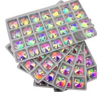 Rhinestone,Flatback Rhinestones,8mm 10mm 12mm 14mm Round Rivoli Glass Sew On Rhinestones Crystal AB Sewing Stones for DIY Dress Clothes Crafts Arts(10mm 50pcs)
