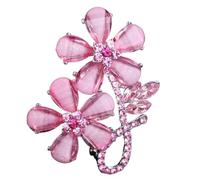 Rhinestone Flower Brooches, Elegant Floral Badge Pin for Women, Coat Pin Accessories for Business Meeting Evening Party(1pcs Pink)