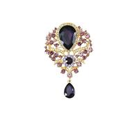 Rhinestone Flower Brooches for Women Blue Purple Sparkly Rhinestone Bridal Wedding Bouquet Elegant Clothing Flower Brooch Pin, Large Flower Brooches, Zinc, no gemstone