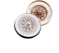 Rhinestone Flower Buttons, Rhinestone Buttons 10pcs Luxury Pearl Clothing DIY Sewing Accessories Decorative for Women Fashion Coat for Blouses Dress Embellishments(White Gold,18mm-10pcs)