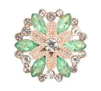 Rhinestone Flower Buttons, Rhinestone Buttons 4pcs Beauty Crystal Flowers Red Blue Metal 18mm Snap Fit Jewelry for Blouses Clothing DIY Dress Embellishments(Green)