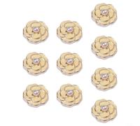 Rhinestone Flower Buttons with For PEARL Accents 10pcs for Wedding Scrapbooking and DIY Decorations Flat Back Design Suitable for Fabric and Paper (Yellow)