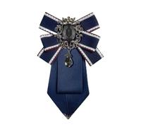 Rhinestone Flower Geometry Bow Pre-Ties Brooch for Unisex Elegant Crystal CZ Oval Teardrop Satin Fabric Ribbon Neck Tie Brooches Lapel Pins Homecoming Graduation Party Jewelry, M, Metal, no gemstone