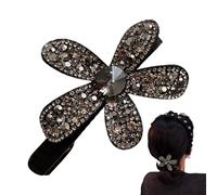 Rhinestone Flower Hair Clip - Shiny Metal Duckbill Hairpin 8×4×2cm 50g | Hair Styling Accessory Salon Home Travel Wedding Party Elegant