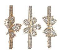 Rhinestone Flower Hair Clips for Women, 3pcs Cute | Zinc Alloy Decorative Sparkle, for Curly or Half-up Hair, Photo Shoots, Prom, Bridesmaids and Gifts